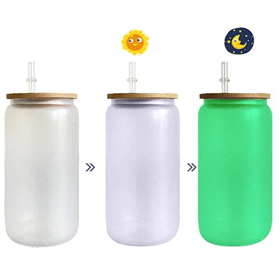 16 oz UV Color Changing & Glow in the Dark Sublimation Glass Can