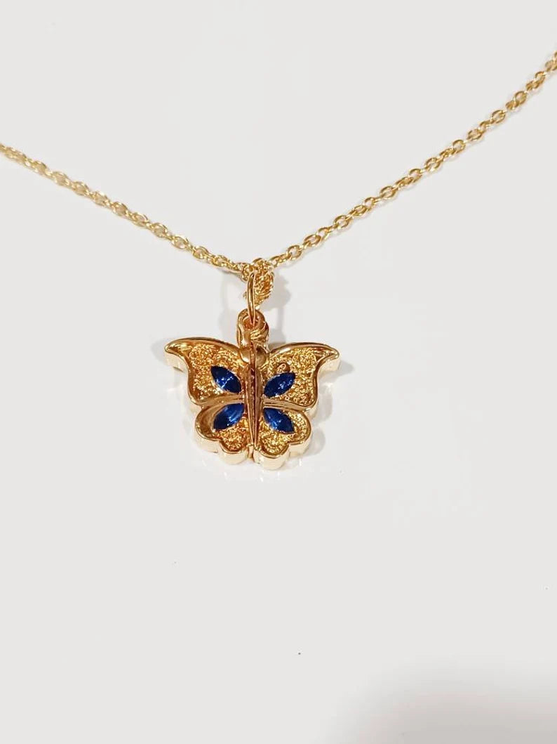Butterfly with Blue Stones Sublimation Necklace