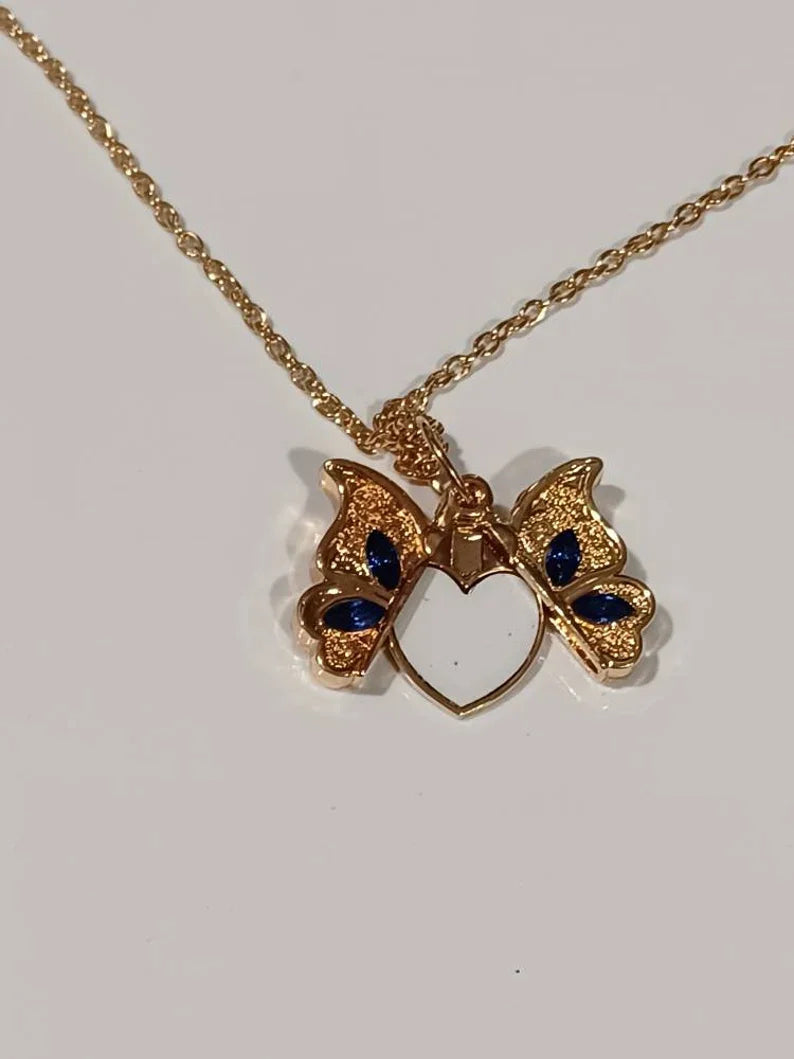 Butterfly with Blue Stones Sublimation Necklace